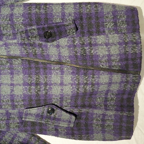 Plaid Pea Coat, Purple Grey With Hood, Madden Girl, Sz 12, NWOT - Picture 3 of 16